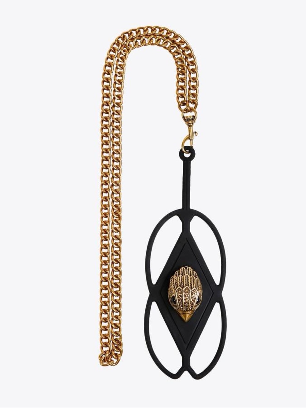 Kurt Geiger Black and Gold Eagle Phone Charm Chain